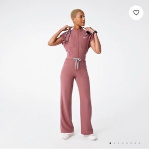 Figs Women's Mauve wide leg jumpsuit scrubs